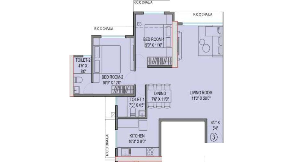 Gami-Terra-Floor-Plan-23rd-25th-_-26th-Floor-Unit-3-2-BHK