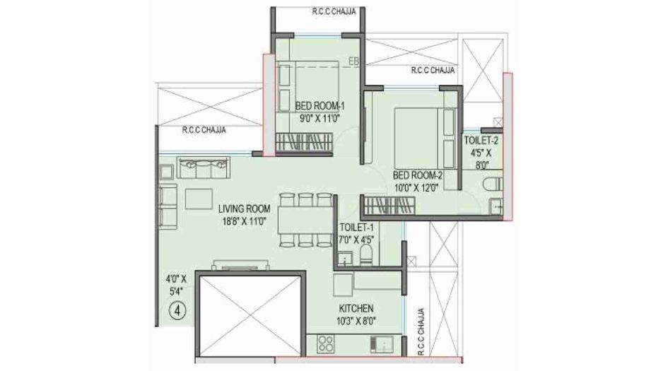 Gami-Terra-Floor-Plan-3rd-Floor-2-BHK