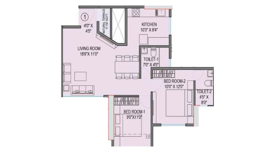 Gami-Terra-Floor-Plan-3rd-Floor-Unit-1-2-BHK