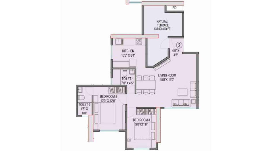 Gami-Terra-Floor-Plan-3rd-Floor-Unit-2-2-BHK